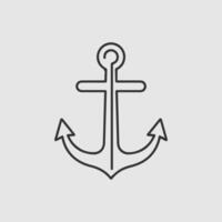 Simple line art anchor icon graphic design vector