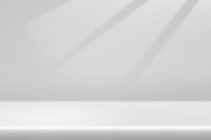 Neutral grey limbo studio background with soft window light casting gentle shadows. Empty professional photography space vector
