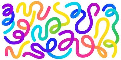 Colorful gradient organic line elements collection - flowing curved shapes in vibrant rainbow colors vector