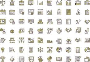 Modern Editable Thin Line Style Employee Stock Ownership Plan Icons Set Related Company, Shares, Benefits, Pension Savings And More On An Isolated Background vector