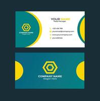 Flat teal and gold business card design vector