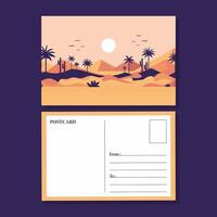 postcard with desert landscape in flat illustration style. vector