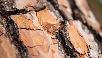 Detailed Close-Up of Textured Bark Showcasing Natural Patterns and Colors in an Outdoor Forest Setting During Daytime photo