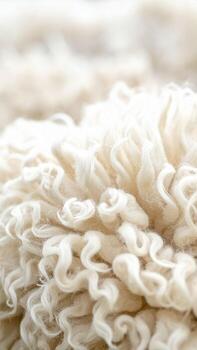 Curly White Wool Texture Showcasing Intricate Patterns and Soft Fibers Found in a Textile or Fabric Environment photo