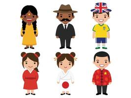 A set of people in different national costumes vector