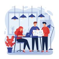group People working in an office with a laptop and papers vector