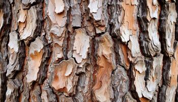 Detailed Texture of Pine Tree Bark Showcasing Natural Patterns and Colors in a Forest Environment During Daylight Hours photo