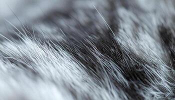 Close-up View of Soft, Textured Fur Showcasing a Blend of Black and White Strands Under Natural Light photo