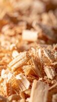 Detailed View of Wood Shavings Highlighting Texture, Color, and Grain Patterns in a Woodworking Workshop During Daylight photo