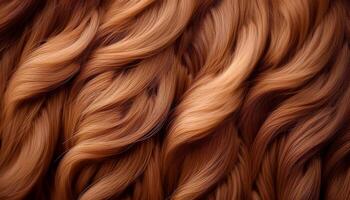 Flowing Wavy Hair in Warm Shades Captured in Close Detail Showing Texture and Movement photo