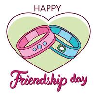 Friendship Day Design with Intertwined Wristbands and Heart Shape vector