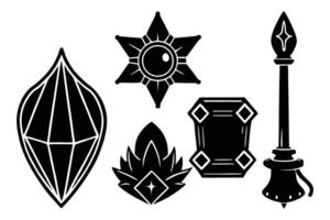 RPG Battle Characters Silhouettes in Action Poses vector