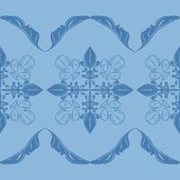 Elegance Beautiful Classy Border Pattern with Royal Blue Tone Scroll Ornament. Delicate fine Artistic Nature Fleur de lis Botanical Inspired Embroidery Hand Drawn Design for Expensive Deluxe Work lace vector