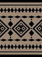 Strong And Gentle Geometric Border Ethnic Tribal Style with Black Embroidery on Brown Background. Abstract Nature on Earth Expression Minimal Design for Traditional Handicraft Pattern Seamless Border vector