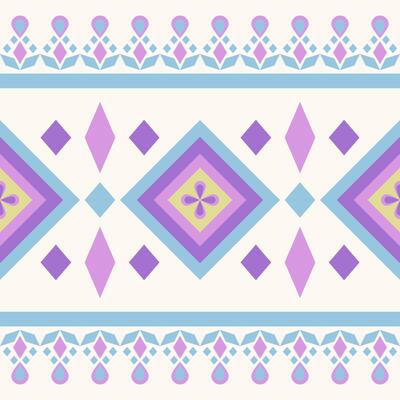 Brightly Florals Colorful Geometric Border Pattern with Purple Blue Pink Green on White Background. Traditional Gemstones Color Twist Modern Style for Decoration as Wallpaper Embroidery Silk Bedding