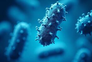 Blue Background with Floating Pathogen Clusters photo