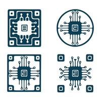 four electronic components, including a circuit board and a chip vector