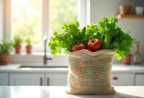 Clean Home Concept with Natural Grocery Elements photo