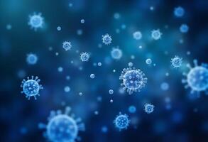 Digital Illustration of Blue Virus Cell Cluster photo