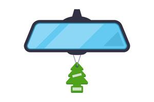 Car rear view mirror with key fob. vector