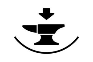 anvil presses. heavy weight falls down. black icon. vector