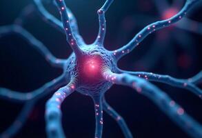 3D Brain Signal Flow in a Futuristic Environment photo