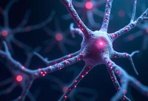 Dynamic Brain Network with Red-Blue Glow photo