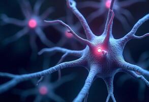 Technology Brain Signal Transfer in Blue Glow photo