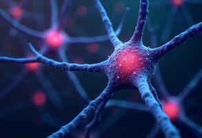 Glowing Neurons in 3D Microscopic Background photo