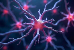 Animated-Like Nerve Cell Web in Futuristic Style photo