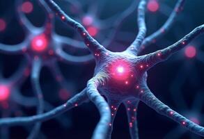 Colorful Brain Nerve Network in Virtual Design photo