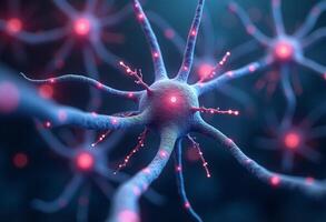 3D Model of Nervous System Cells with Light Effects photo