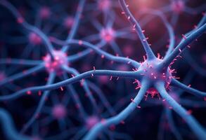 Neuron Connections with Synaptic Firing Lights photo
