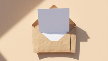 An open envelope with a blank sheet inside photo