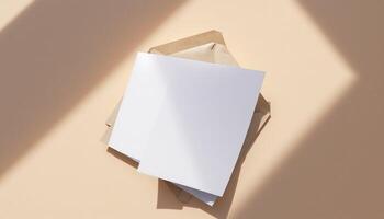 An open envelope with a blank piece of paper inside photo