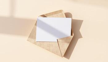 An envelope with a blank piece of paper on it photo