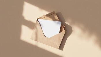 An envelope with a piece of paper inside photo