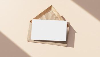 An envelope with a blank card on top of it photo