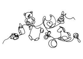 Minimalist Line Drawing of Newborn Essentials vector
