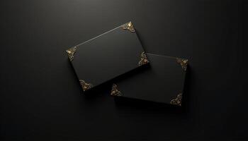 Black and gold boxes on a black background photo