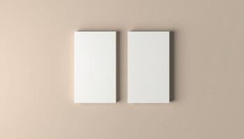 Two white rectangular boxes on a beige background photo