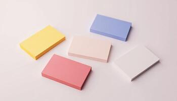 Four different colored paper notes on a white surface photo