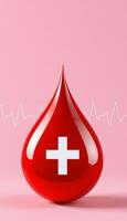 A red blood drop with a cross on it photo