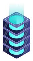 Isometric futuristic server. Isometric database or data center. Abstract blockchain. Computer storage, vector