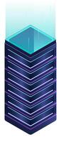 Isometric futuristic server. Isometric database or data center. Abstract blockchain. Computer storage. vector
