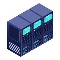 Isometric futuristic server. Isometric database or data center. Abstract blockchain. Computer. vector