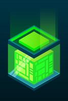 Isometric database. Isometric futuristic server. Big data isometric. Cloud computing and file cloud storage. vector