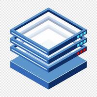 Isometric futuristic server. Isometric database or data center. Abstract blockchain. Computer storage. Cloud, vector