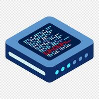 Isometric futuristic server. Isometric database or data center. Abstract blockchain. Computer storage. Cloud. vector