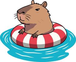 Capybara Enjoying a Relaxing Swim in a Float vector